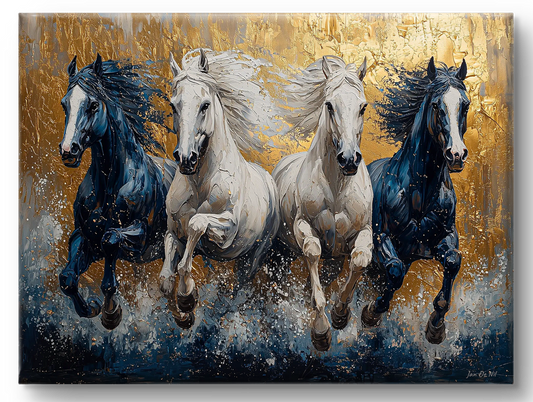 Exclusieve wanddecoratie paarden in gallop. onderdeel van exclusieve kunstwerken bij pixure art lanaken. Belgie